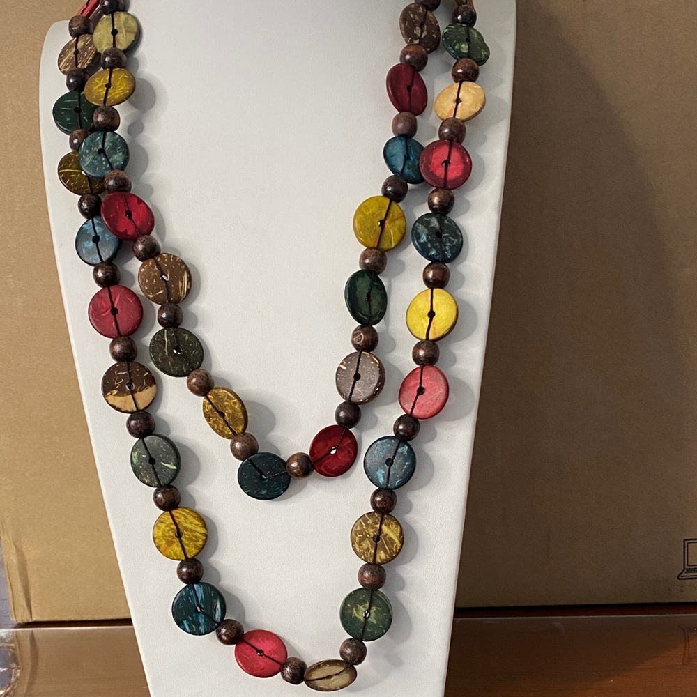 BoHo multicolor wooden Bead Necklace